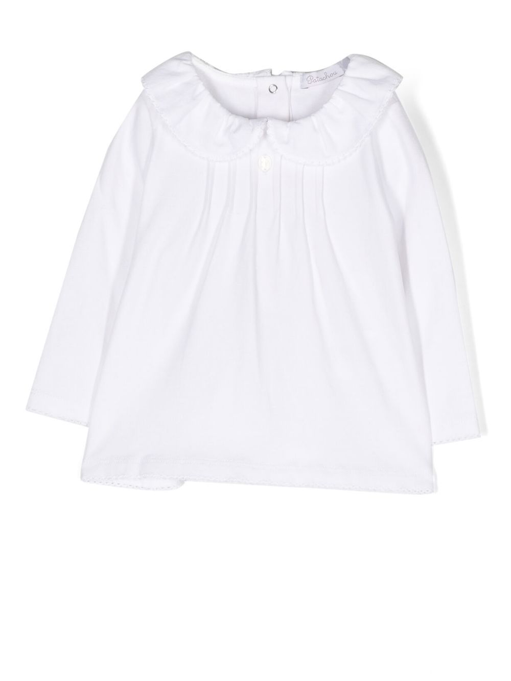 Pleat-detail long-sleeve blouse - White