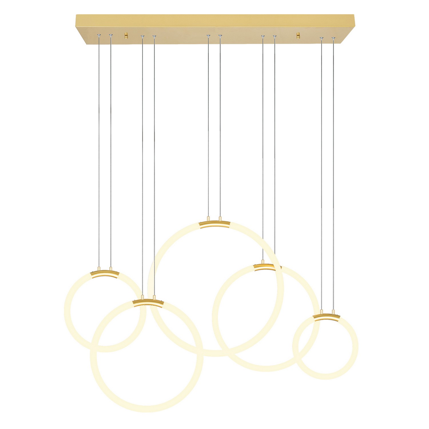 Satin Gold LED Chandelier from the Hoops Collection