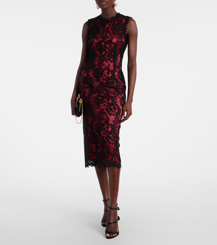 Cotton-blend lace midi dress