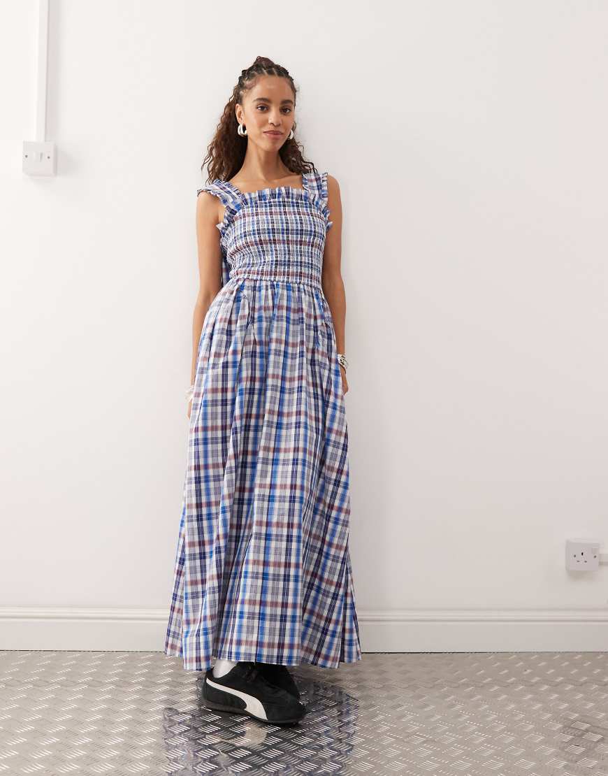 Check maxi dress in multi