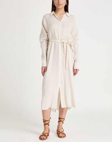 Woman Midi dress Beige Size 6 Linen