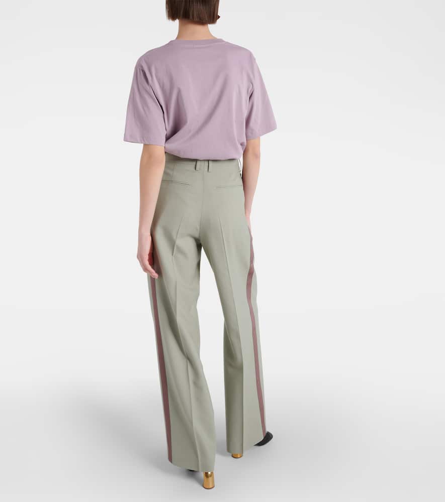 Mid-rise wool straight pants