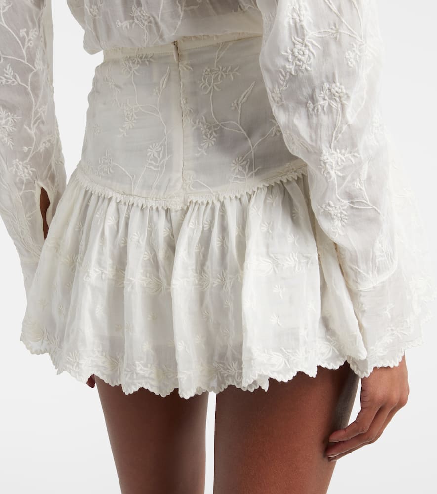 Zoelia embroidered cotton and silk shorts