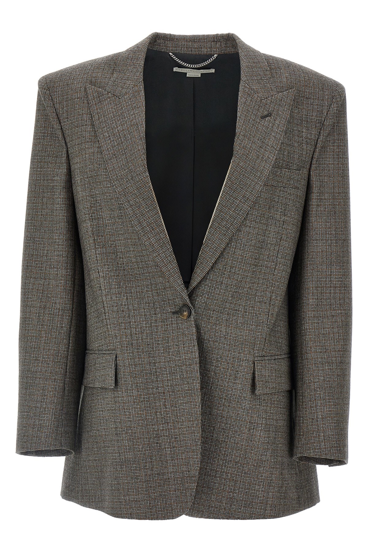 Single-Breasted Micro Houndstooth Blazer
