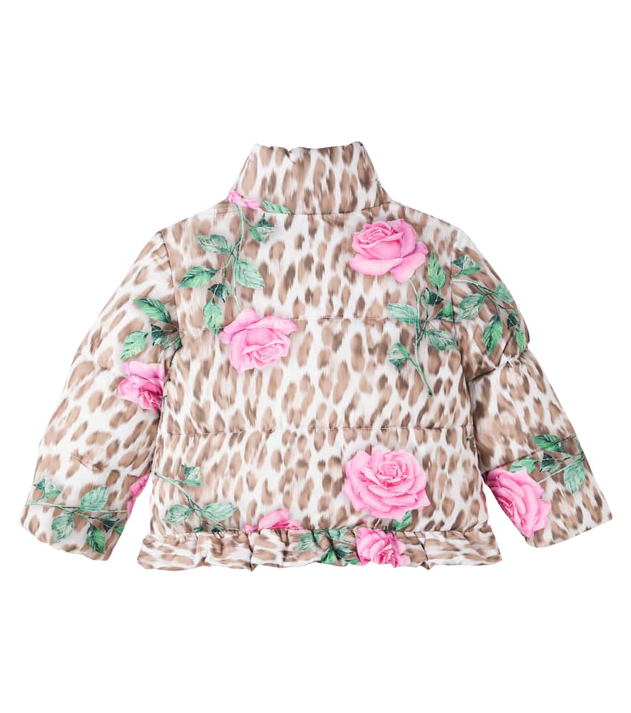 Floral leopard-print puffer jacket