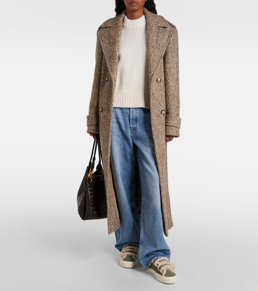 Shearling-trimmed suede sneakers