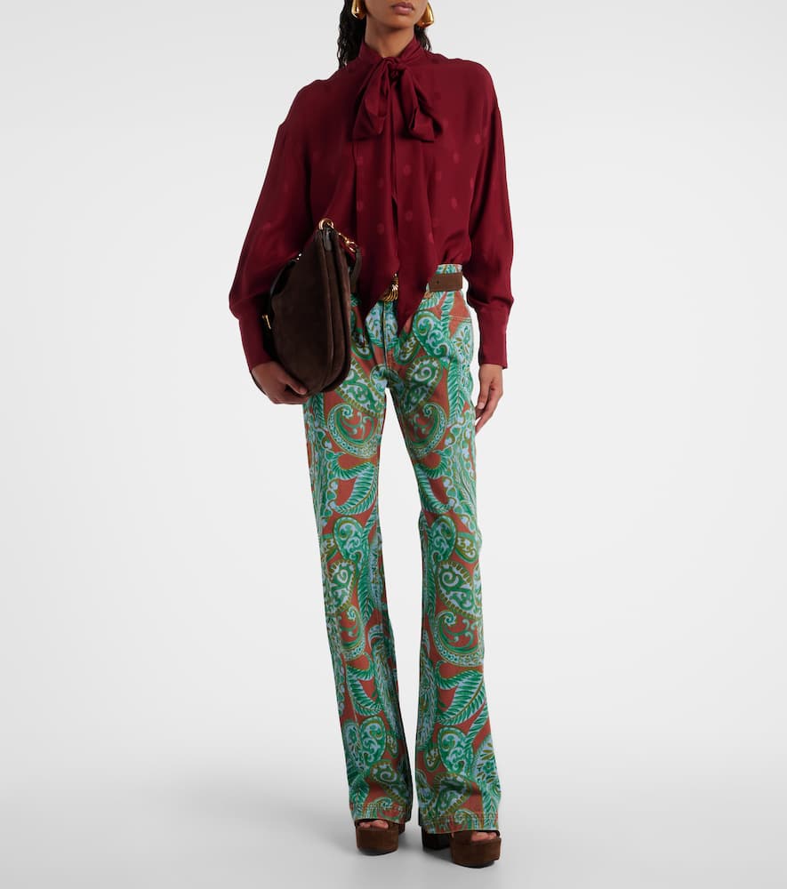 Paisley high-rise wide-leg jeans