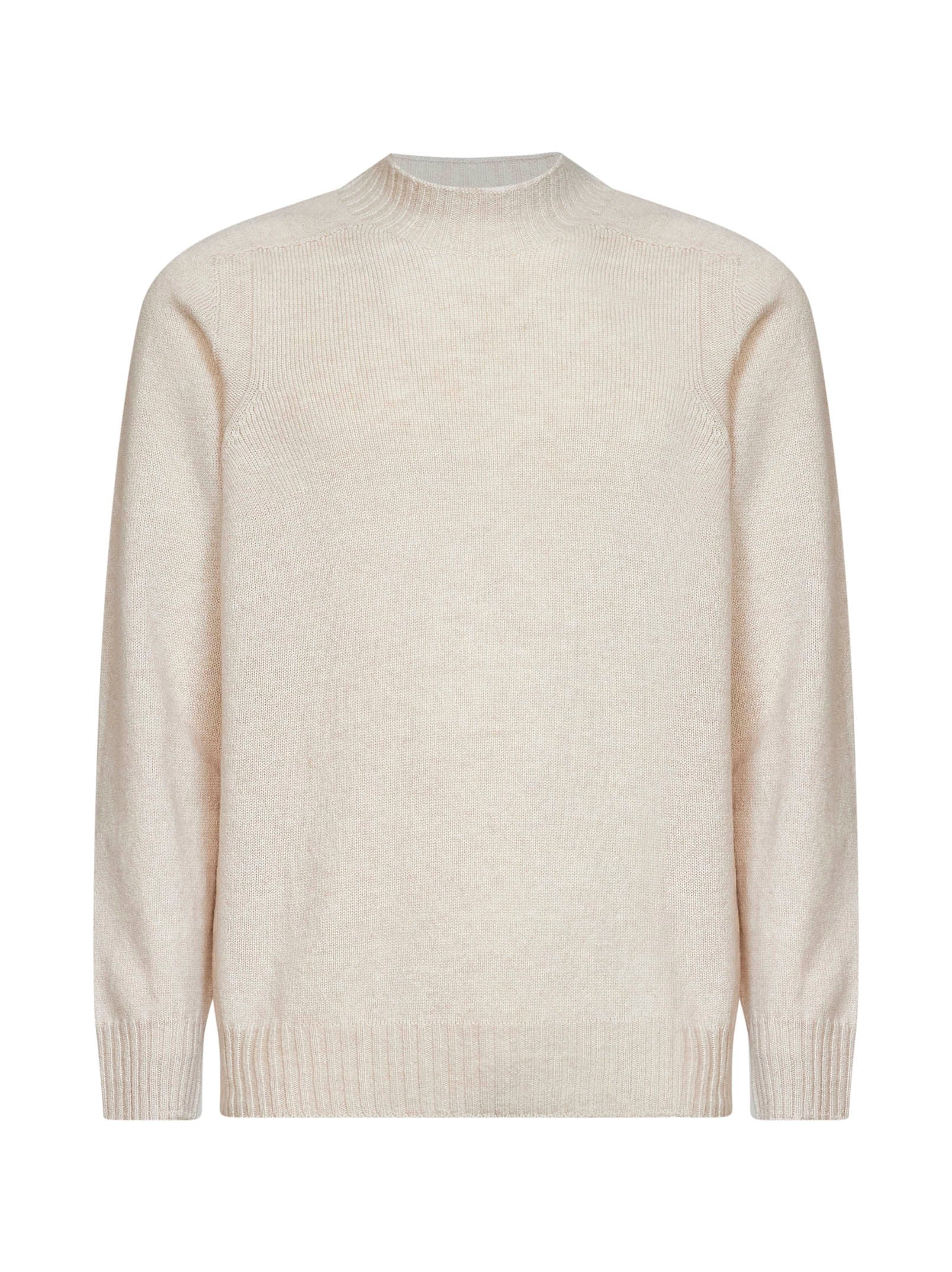 Wool Mock-Neck Sweater — Beige