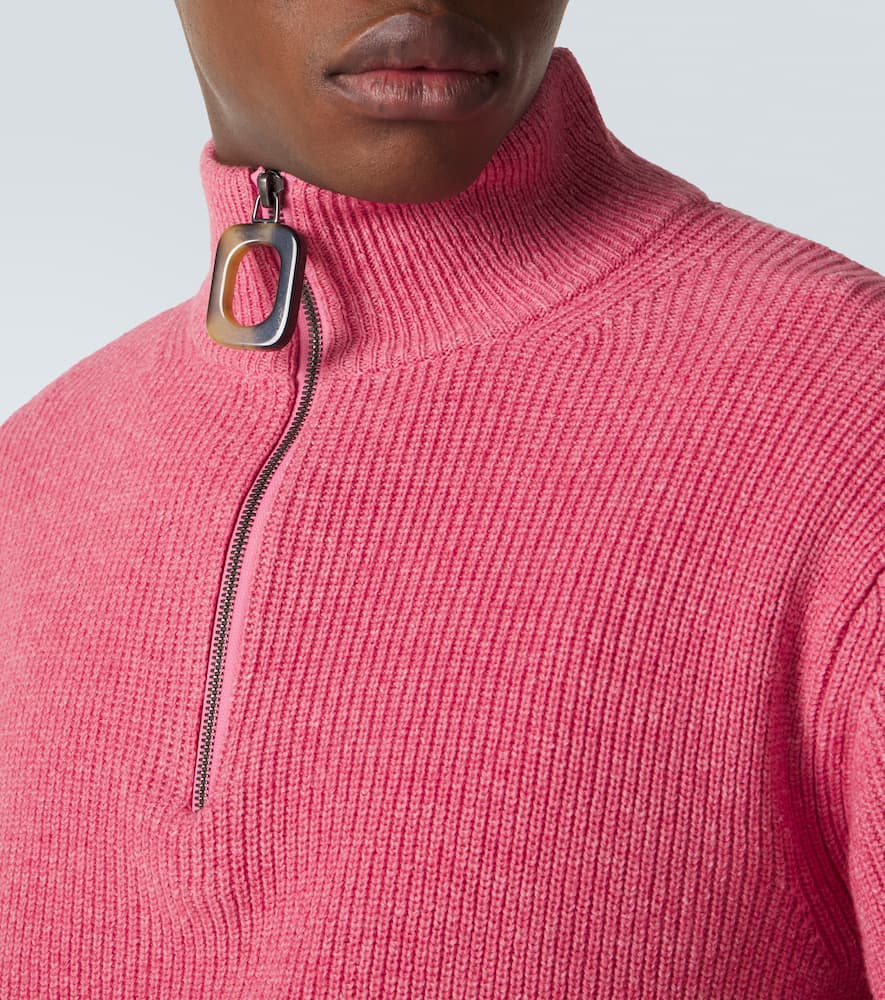 Wool and cotton half-zip sweater
