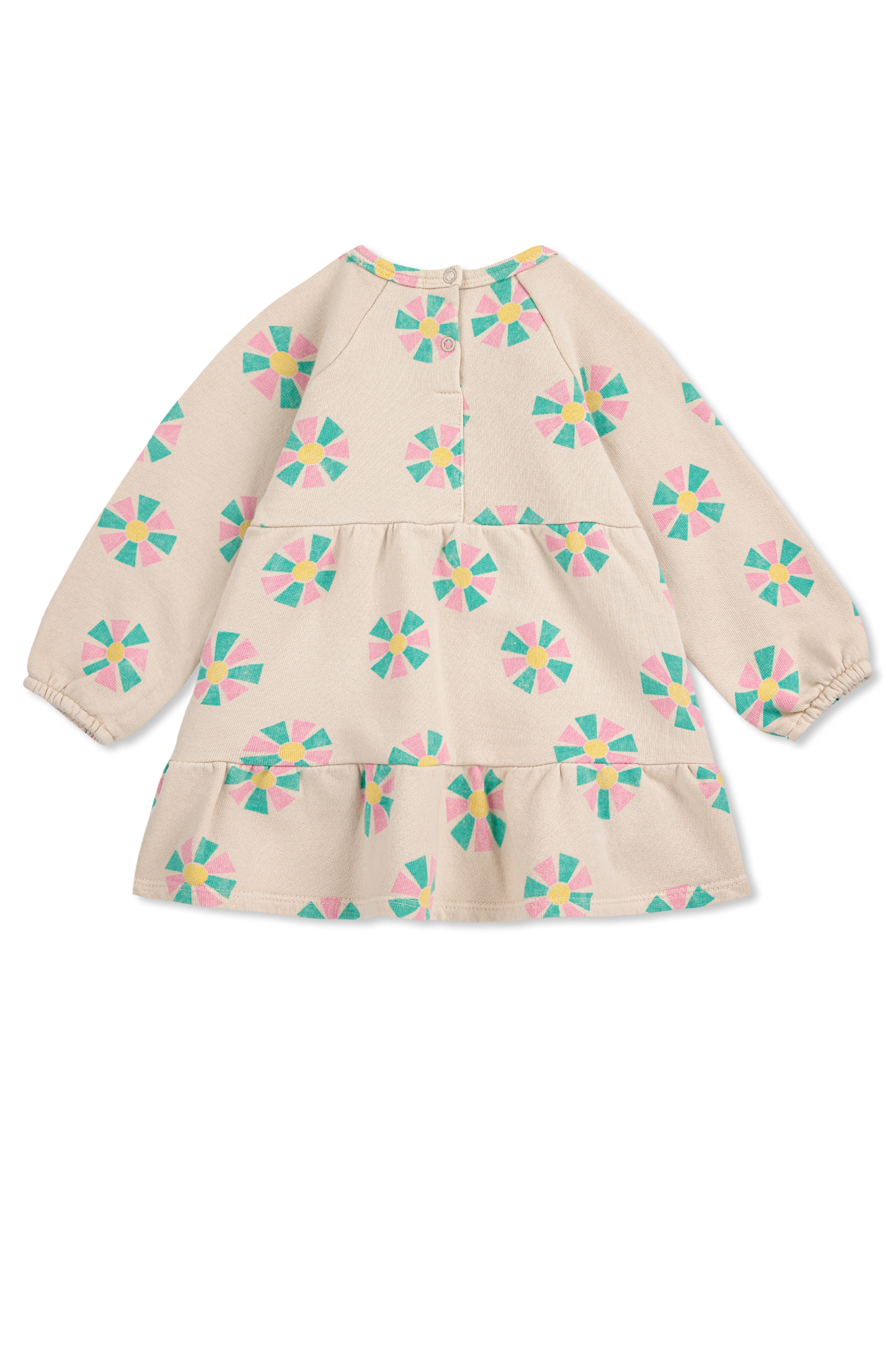 Cotton Dress With Colorful Print, Unisex, Cream