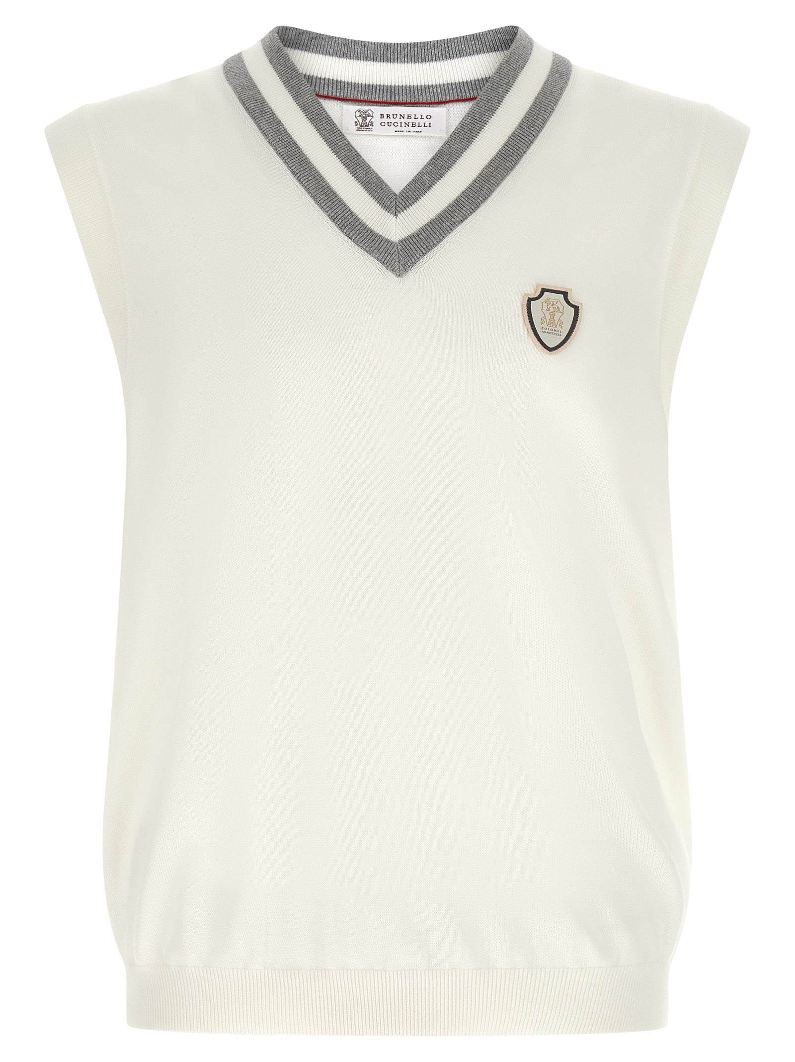 V-Neck Cotton Knit Tank Top — White
