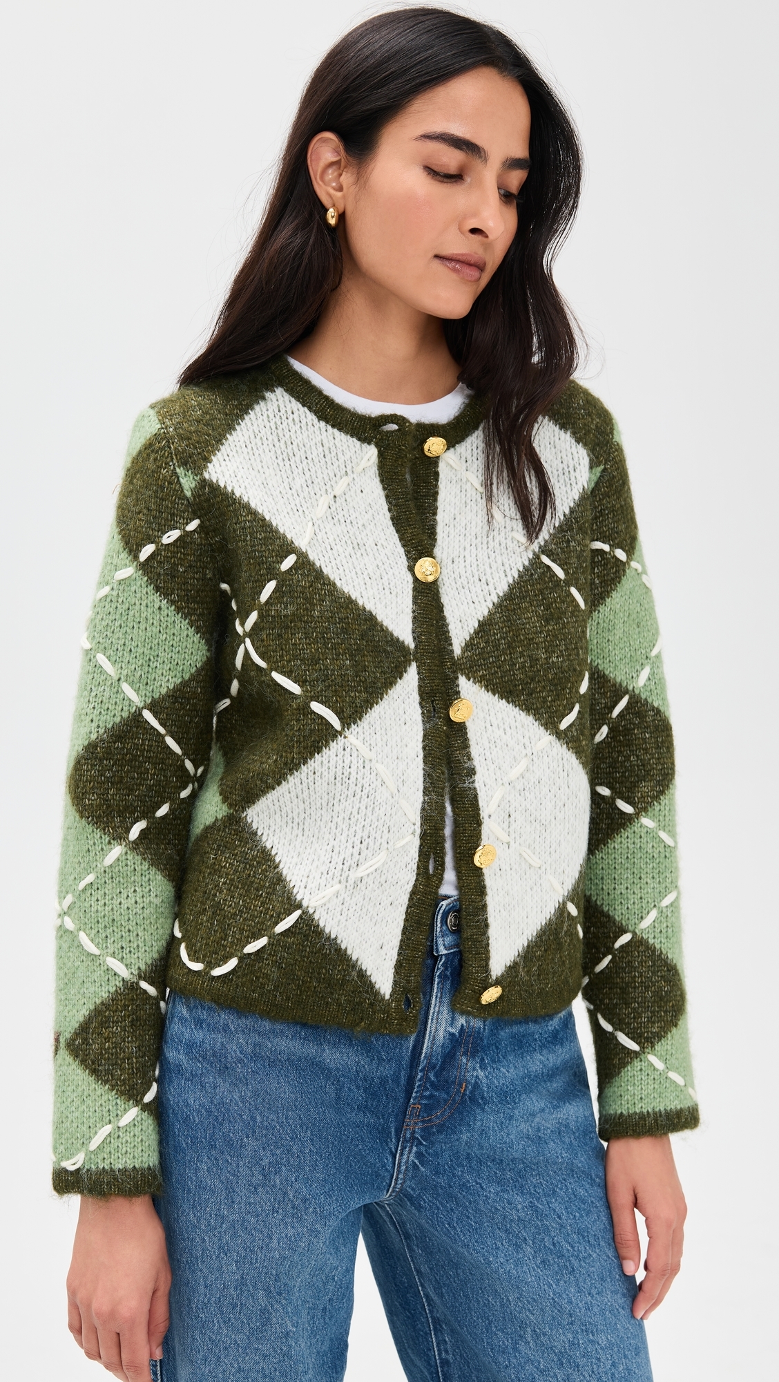 Argyle Cardigan Green