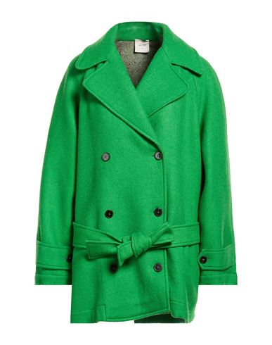 Crème Woman Coat Green Size 2 Virgin Wool, Polyamide