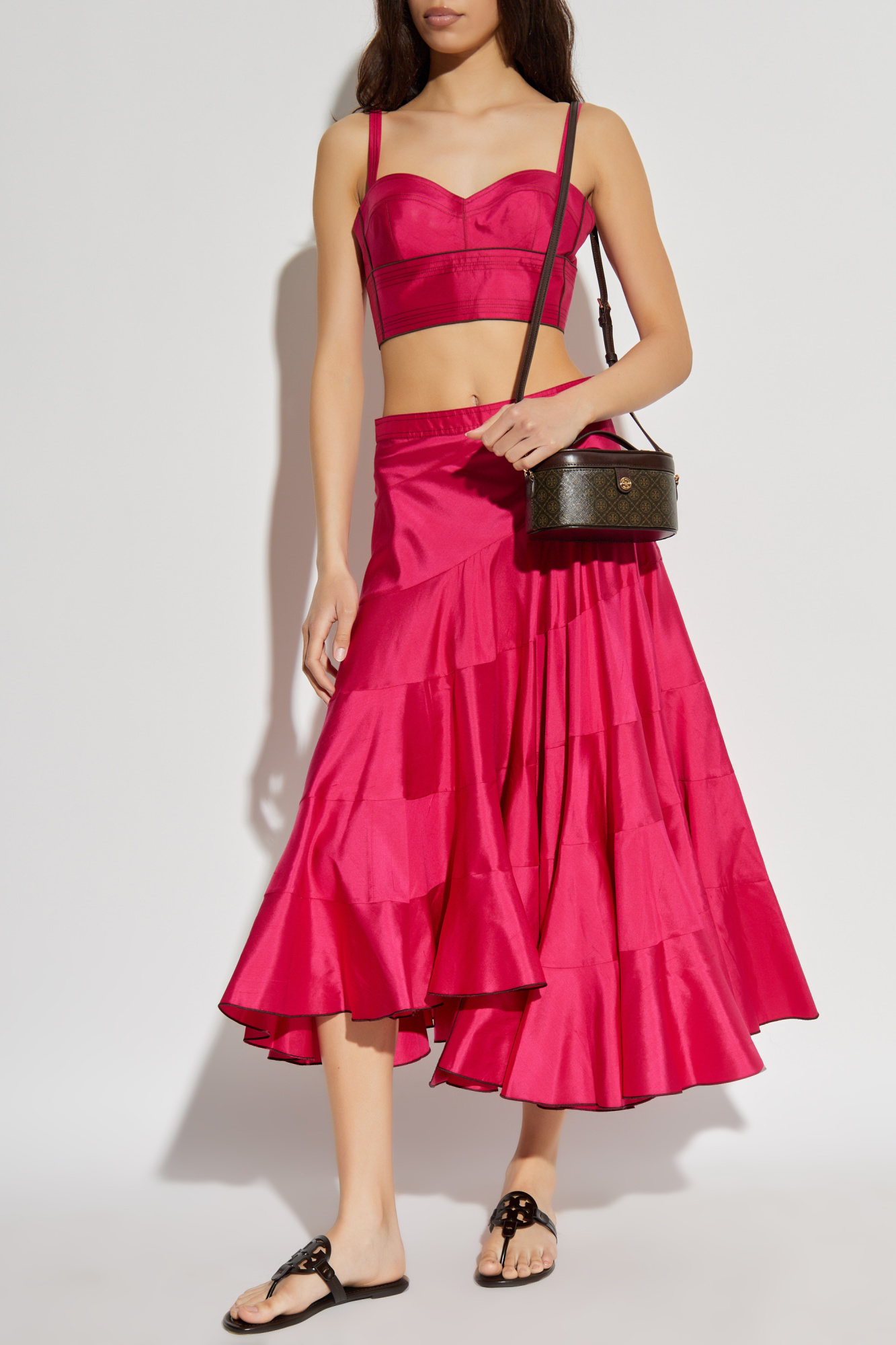 Silk Skirt With An Asymmetric Cut, Women's, Pink