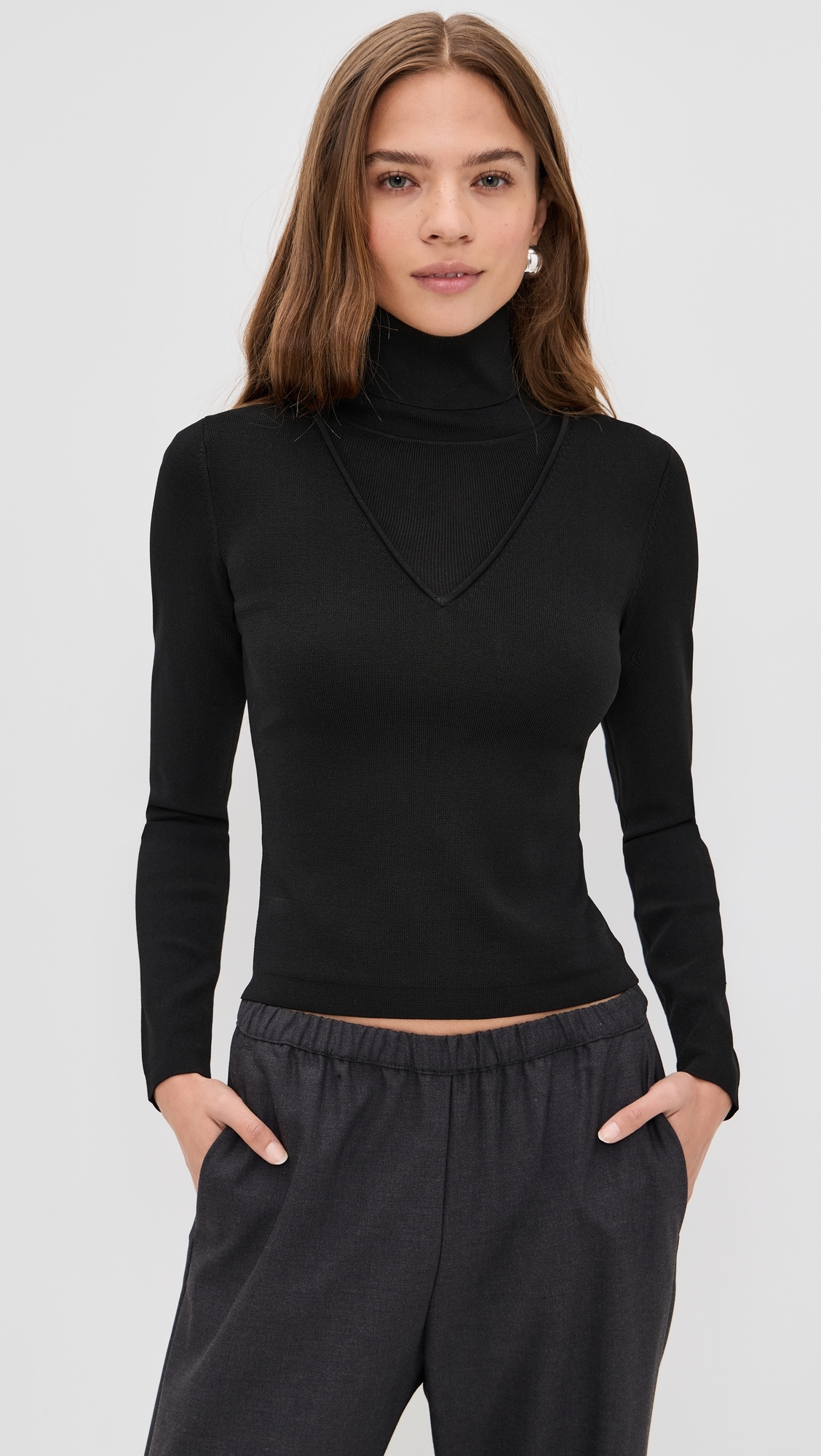 Trompe L'oeil Layered Turtleneck Black