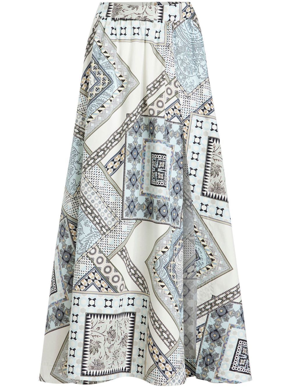 Geometric print cotton skirt - White