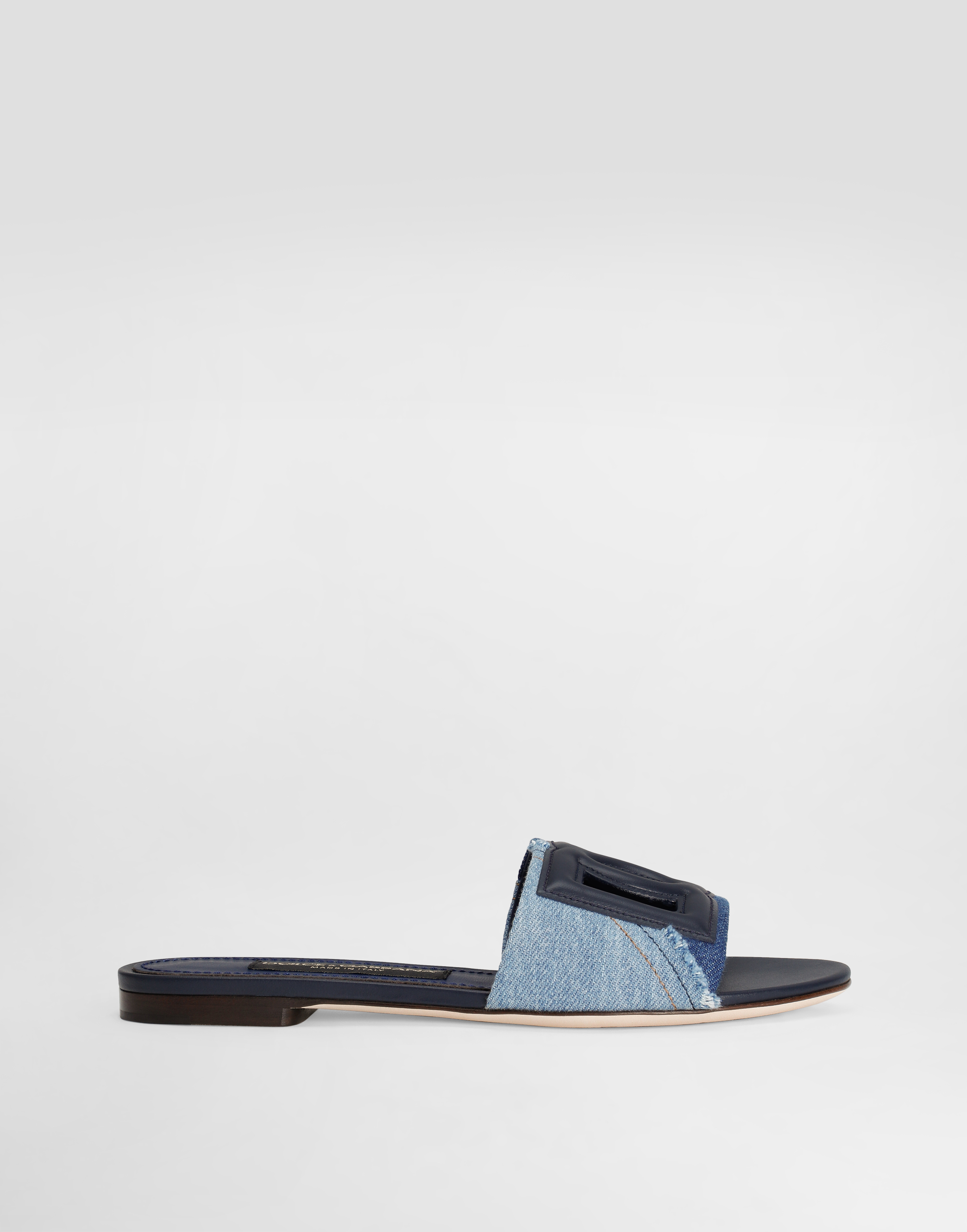 Patchwork denim sliders with DG logo