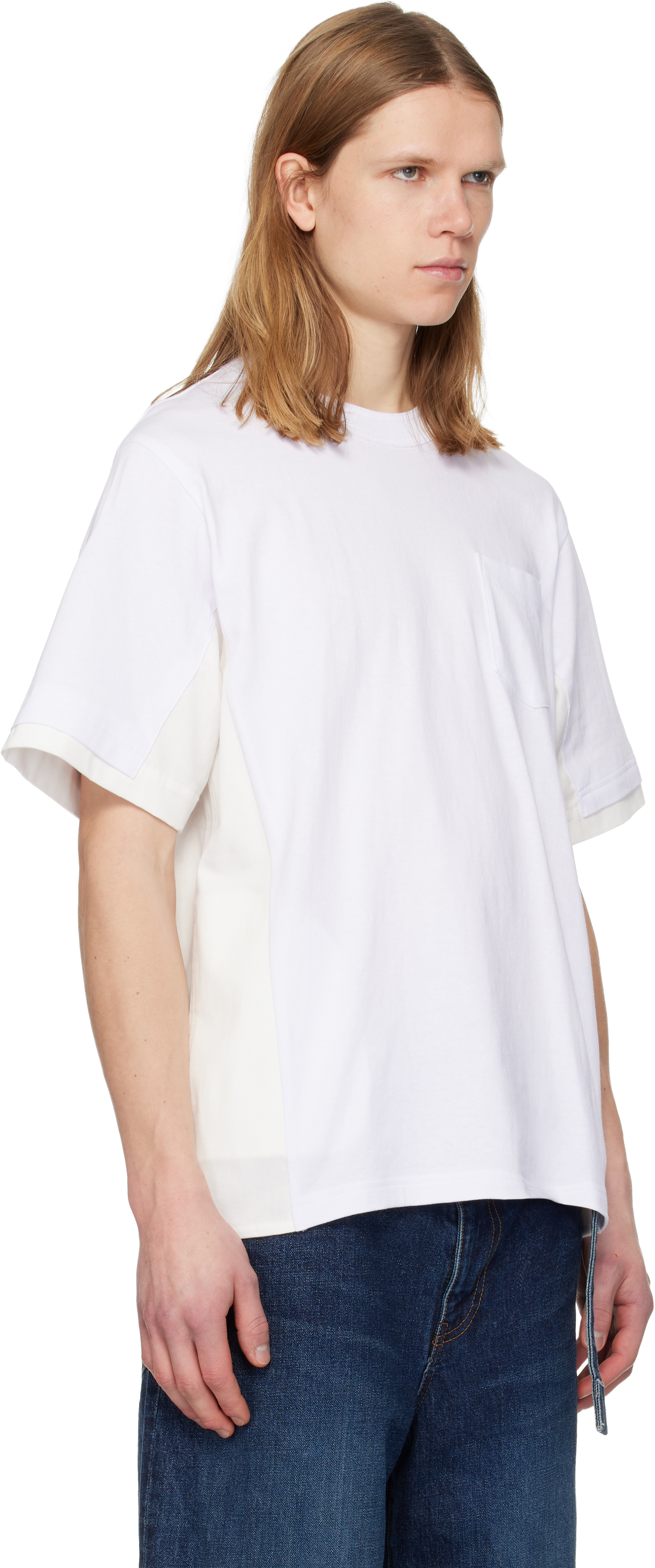 White Cotton Jersey & Light Wight Denim T-shirt
