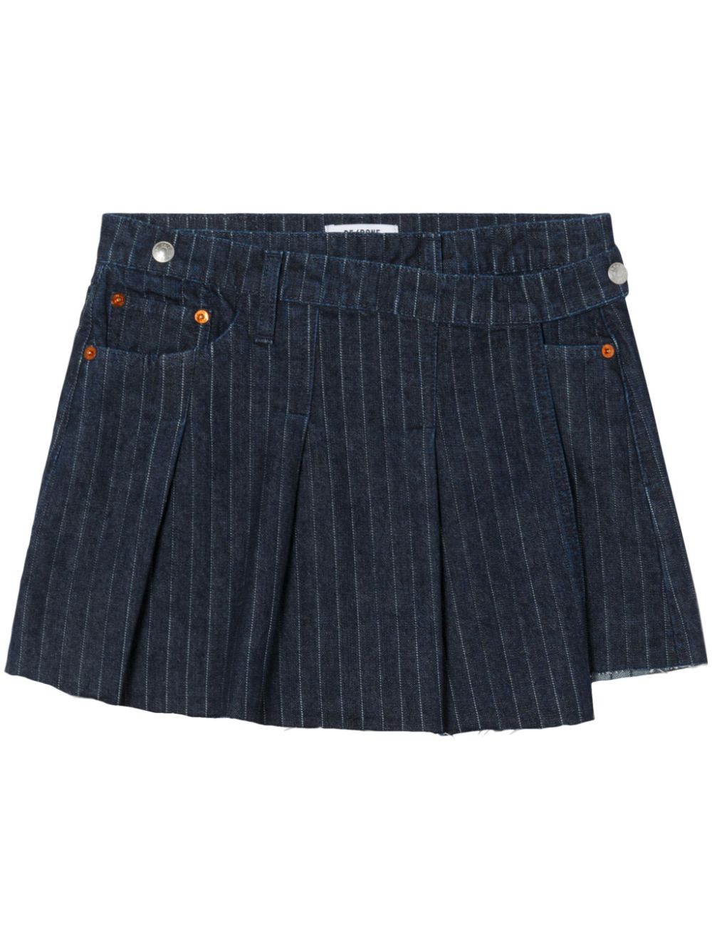 Pinstripe wrap mini skirt - Blue