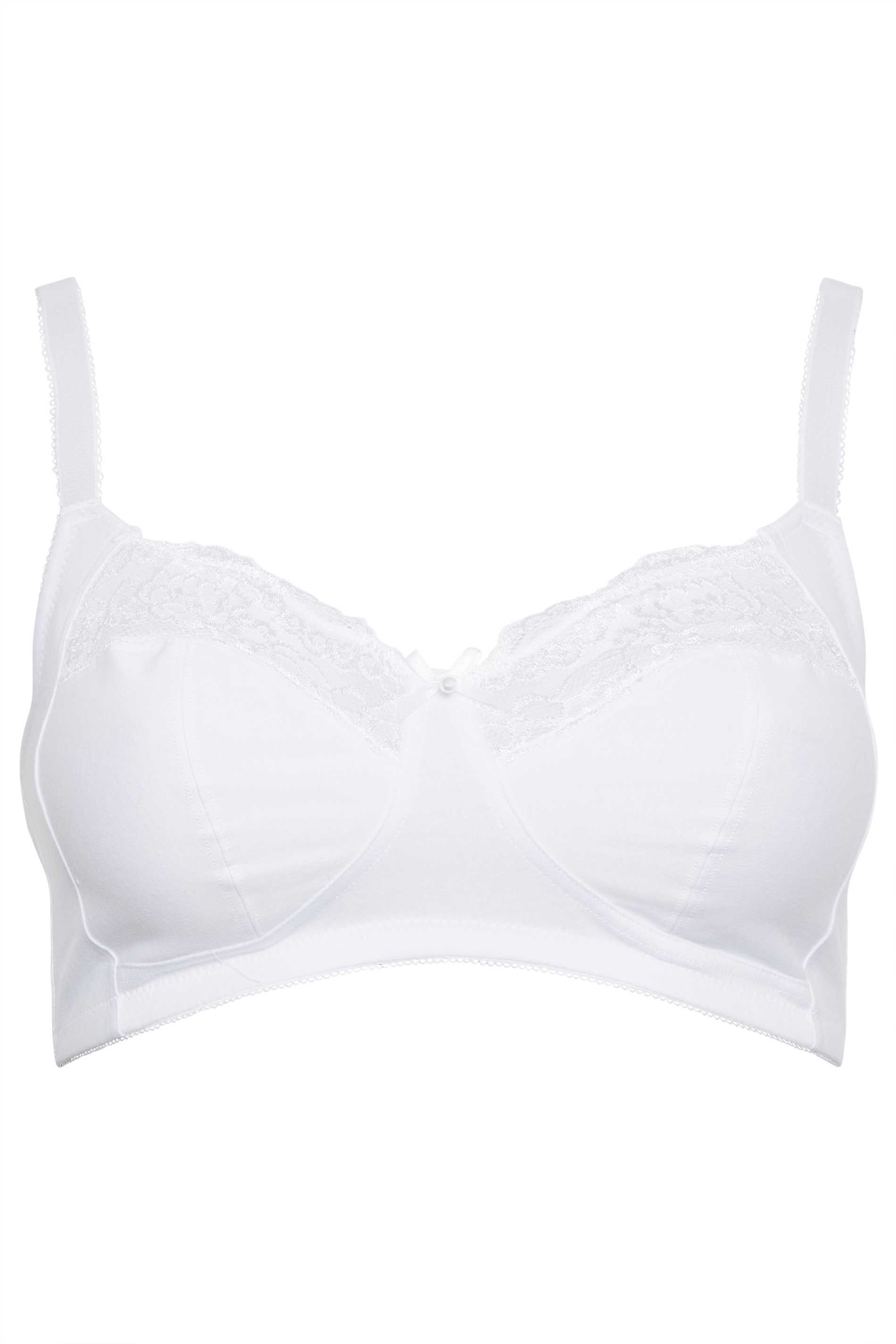Yours Women's Non-Wired Cotton Bra With Lace Trim in White