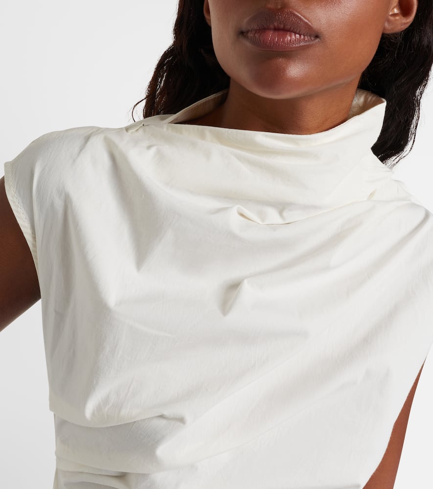 Ruched cotton-blend top