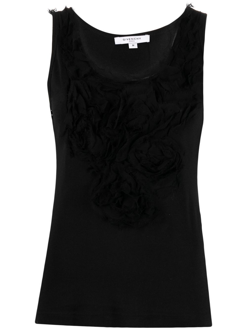 2000s ruffled-detail tank top - Black