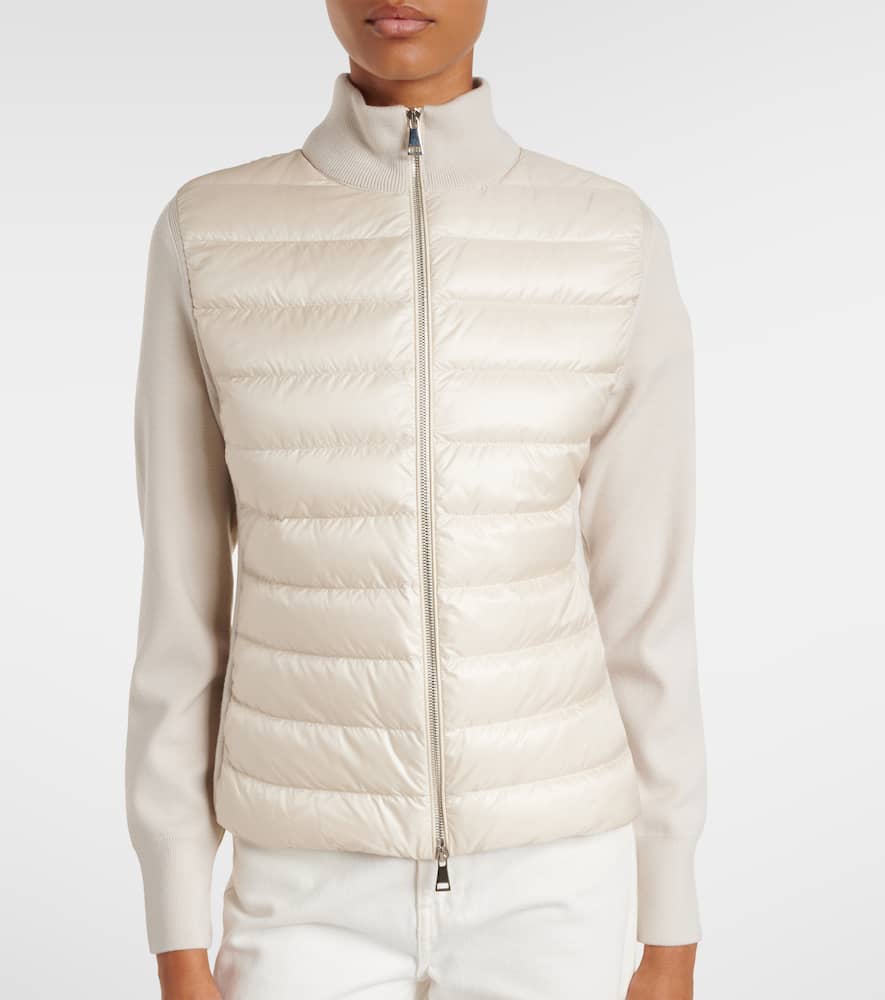 Down-paneled virgin wool cardigan