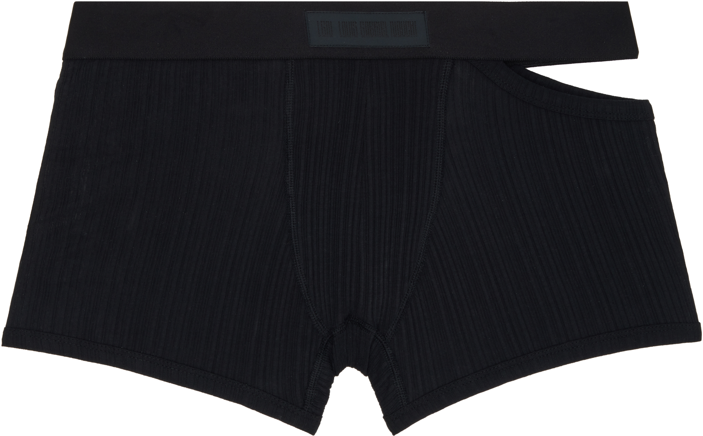 Black Asymmetrical Opening Cotton Boxer Briefs