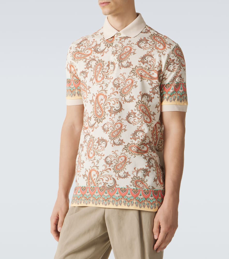 Paisley cotton piqué polo shirt