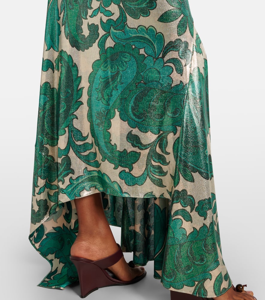 Paisley open-back lamé maxi dress