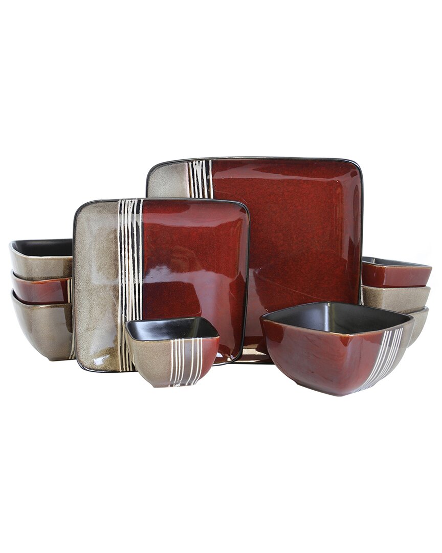 16pc Soft Square Double Bowl Dinnerware Set