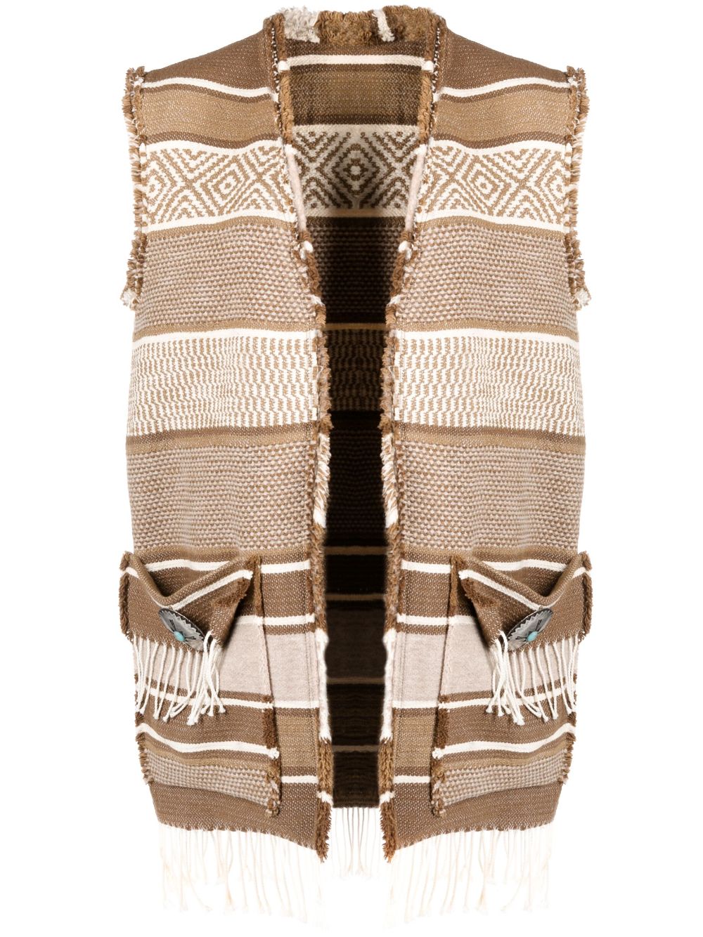 Vertical-stripe knitted gilet - Brown