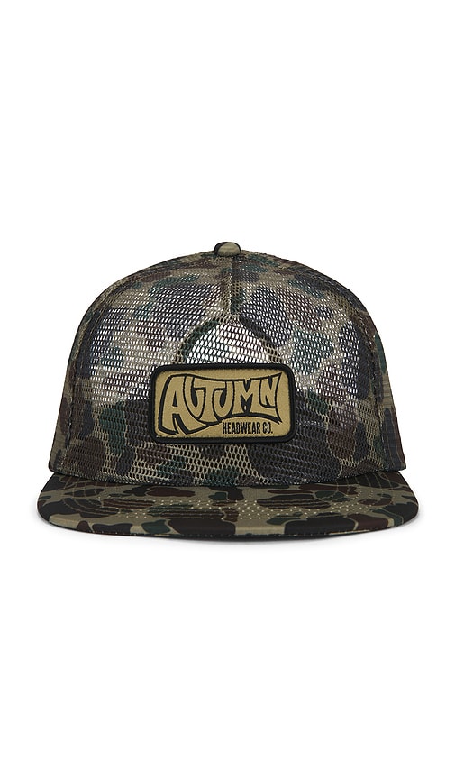 Autumn Headwear Camo Trucker Cap in Green