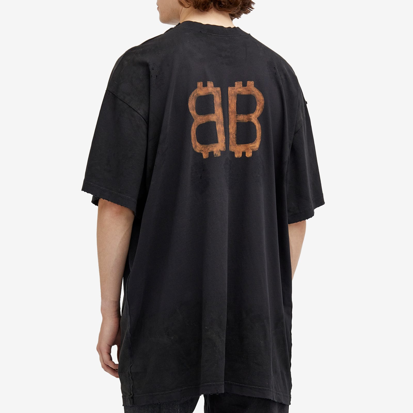 Men's Double Front T-Shirt in Wash Black