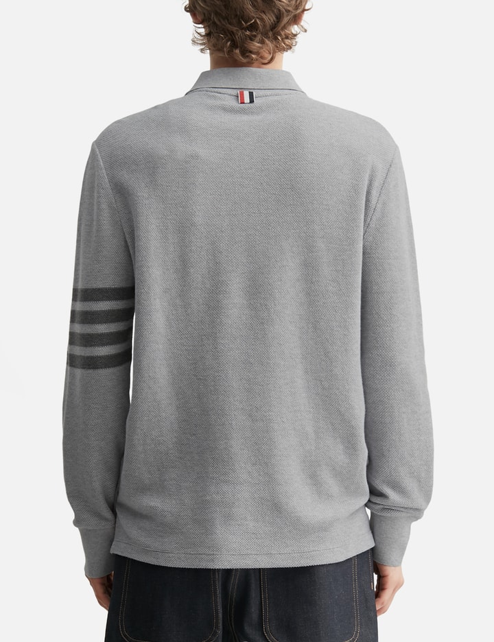 Textured Pique 4-Bar Long Sleeve Polo