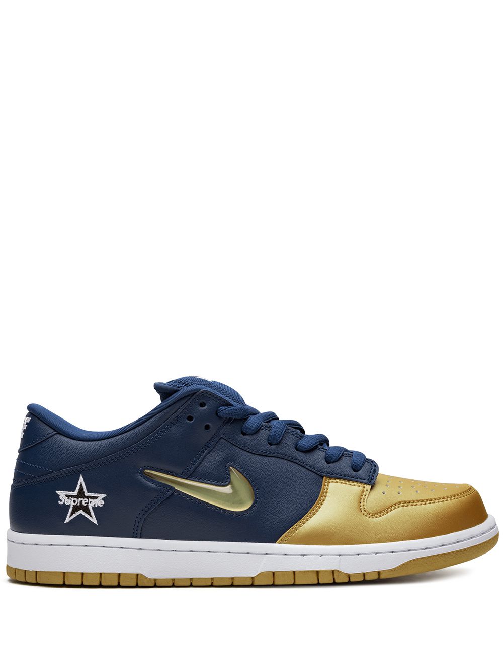 X Supreme SB Dunk Low "Jewel Swoosh Gold/Navy" sneakers