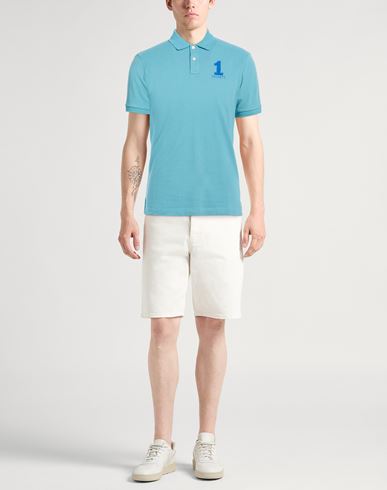Man Polo shirt Turquoise Size M Cotton