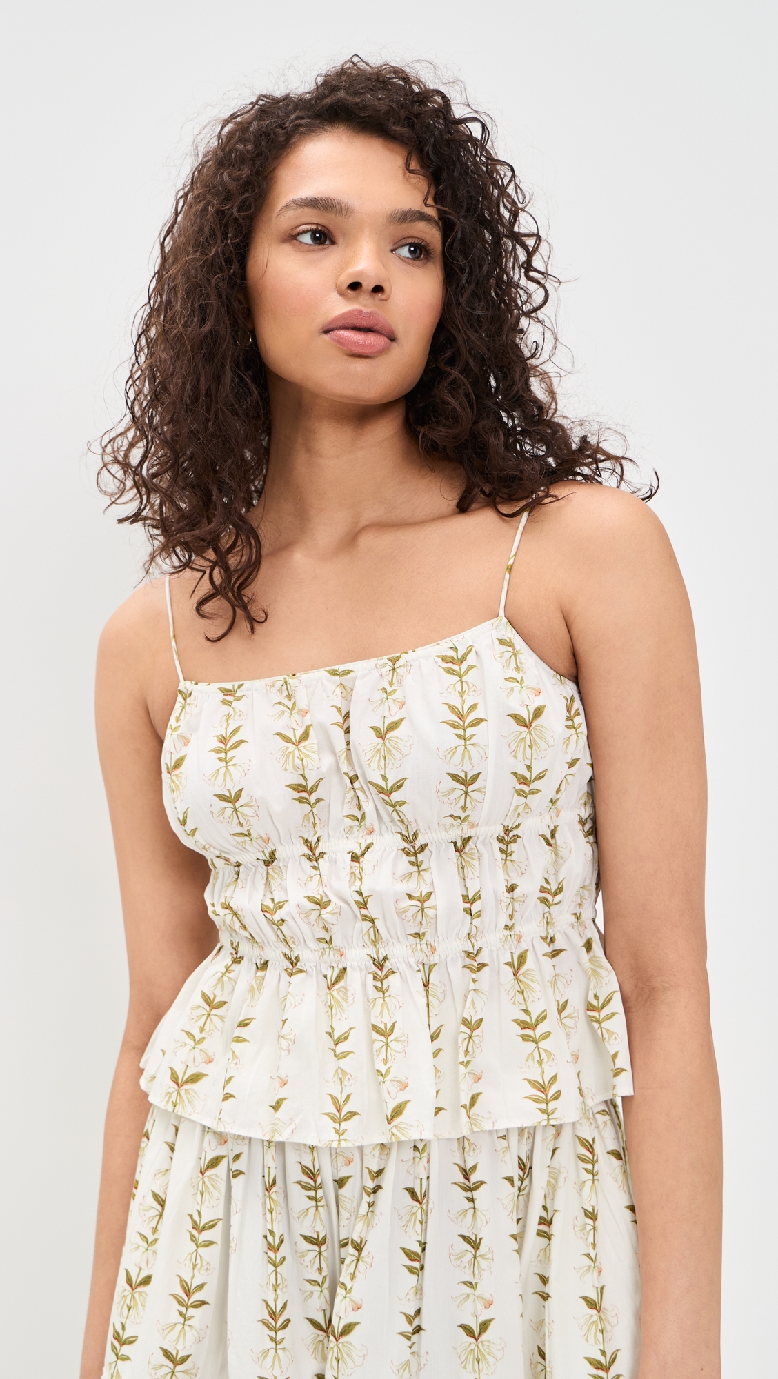 Beatrice Top Lily Of The Valley Print Green