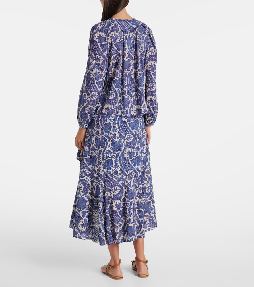 Brea printed cotton-blend blouse