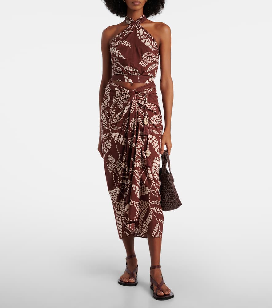 Uma printed cotton midi skirt