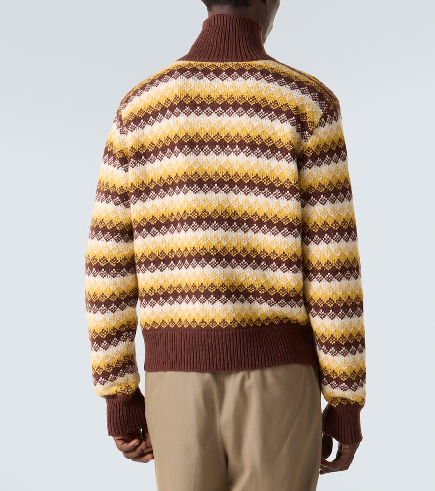 Jacquard cashmere and wool cardigan