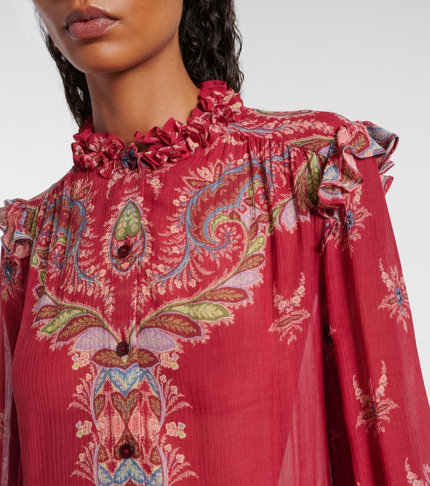 Printed crepon blouse