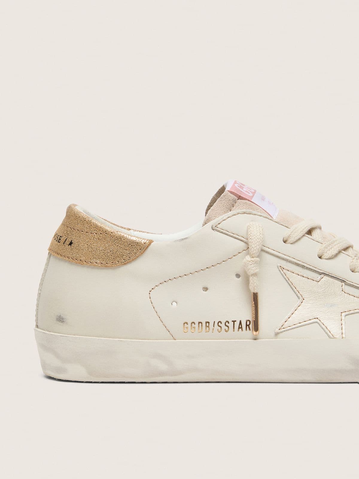 Golden Goose - Women’s Super-star In Worn White Leather With Tone-on-tone Star, Woman