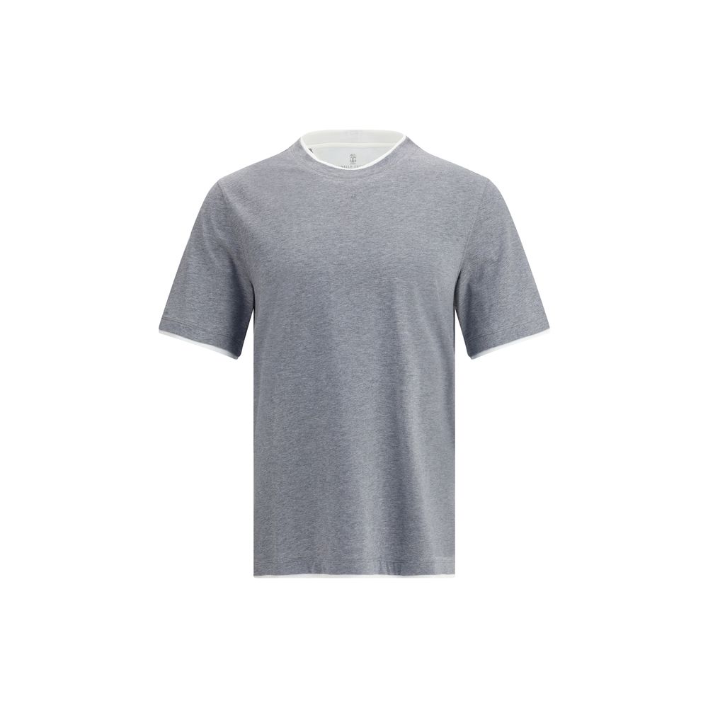 Two-Tone Double Layer Cotton T-Shirt — Gray