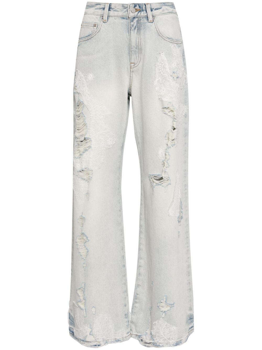 Distressed wide-leg jeans - Blue