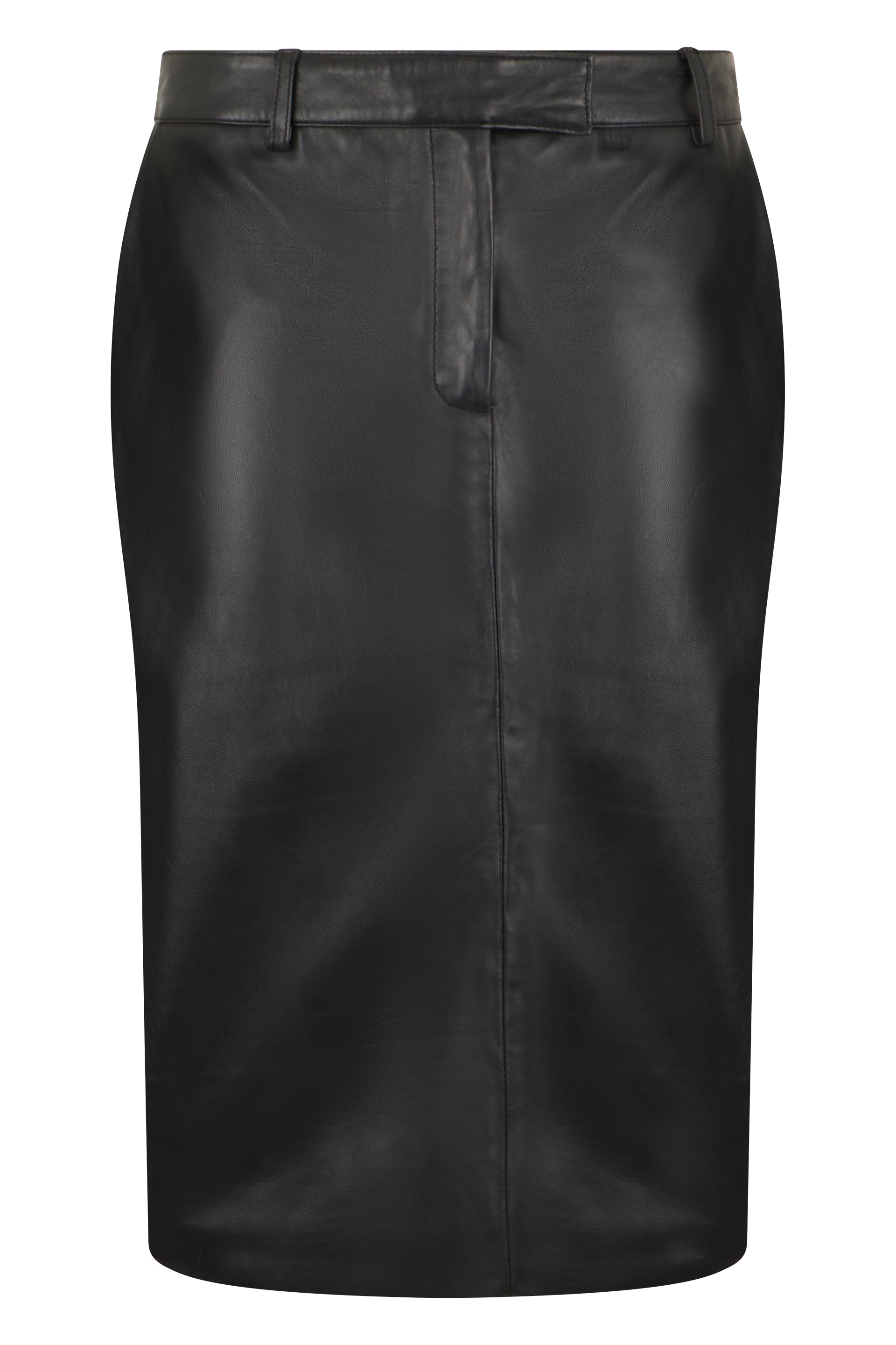 Fitted Leather Midi Skirt