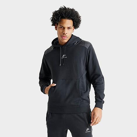 Men's Sportswear Air Max French Terry Fleece Pullover Hoodie in Black/White