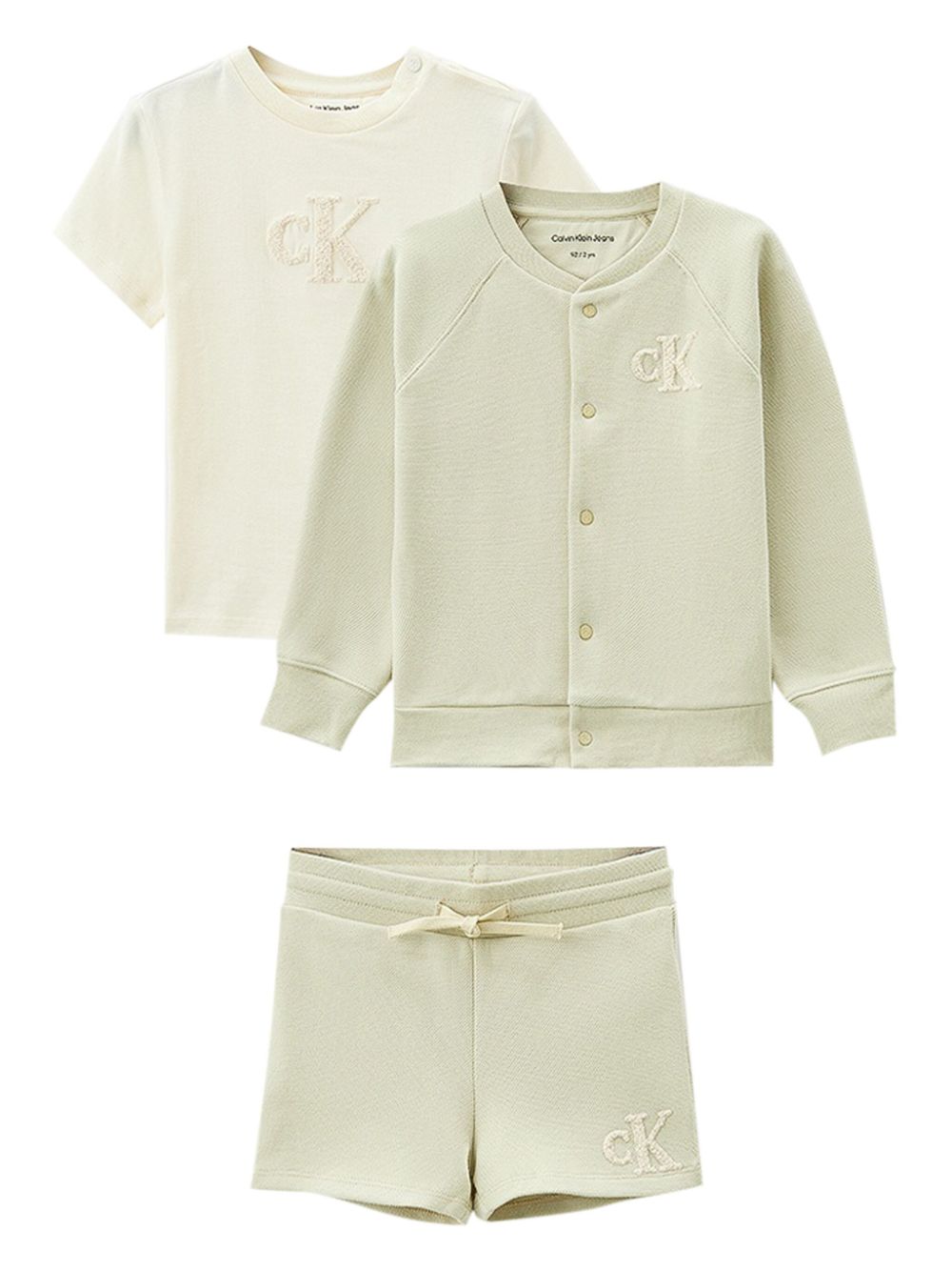 Flocked logo T-shirt and shorts set - Green