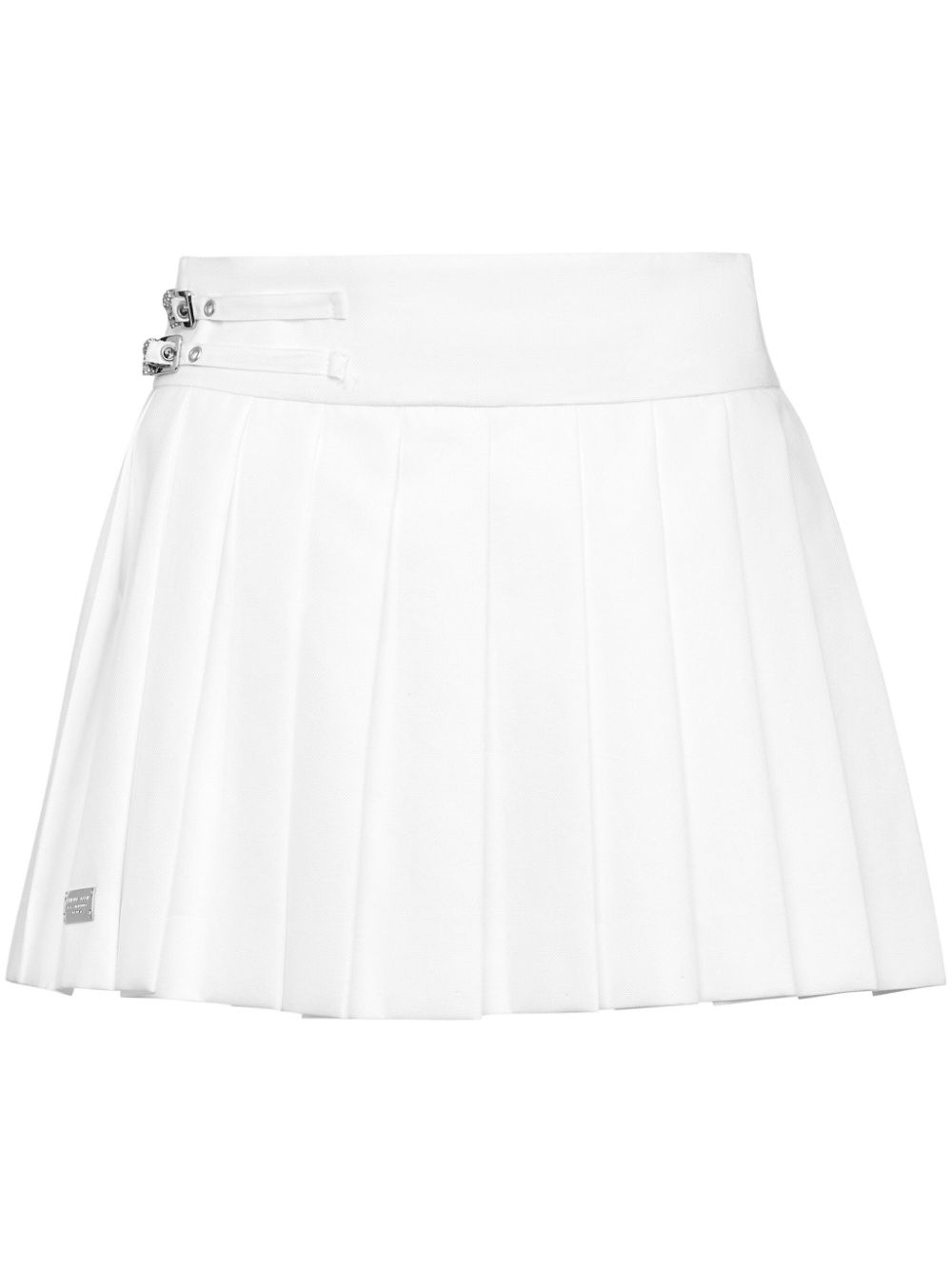 Skull pleated mini skirt - White