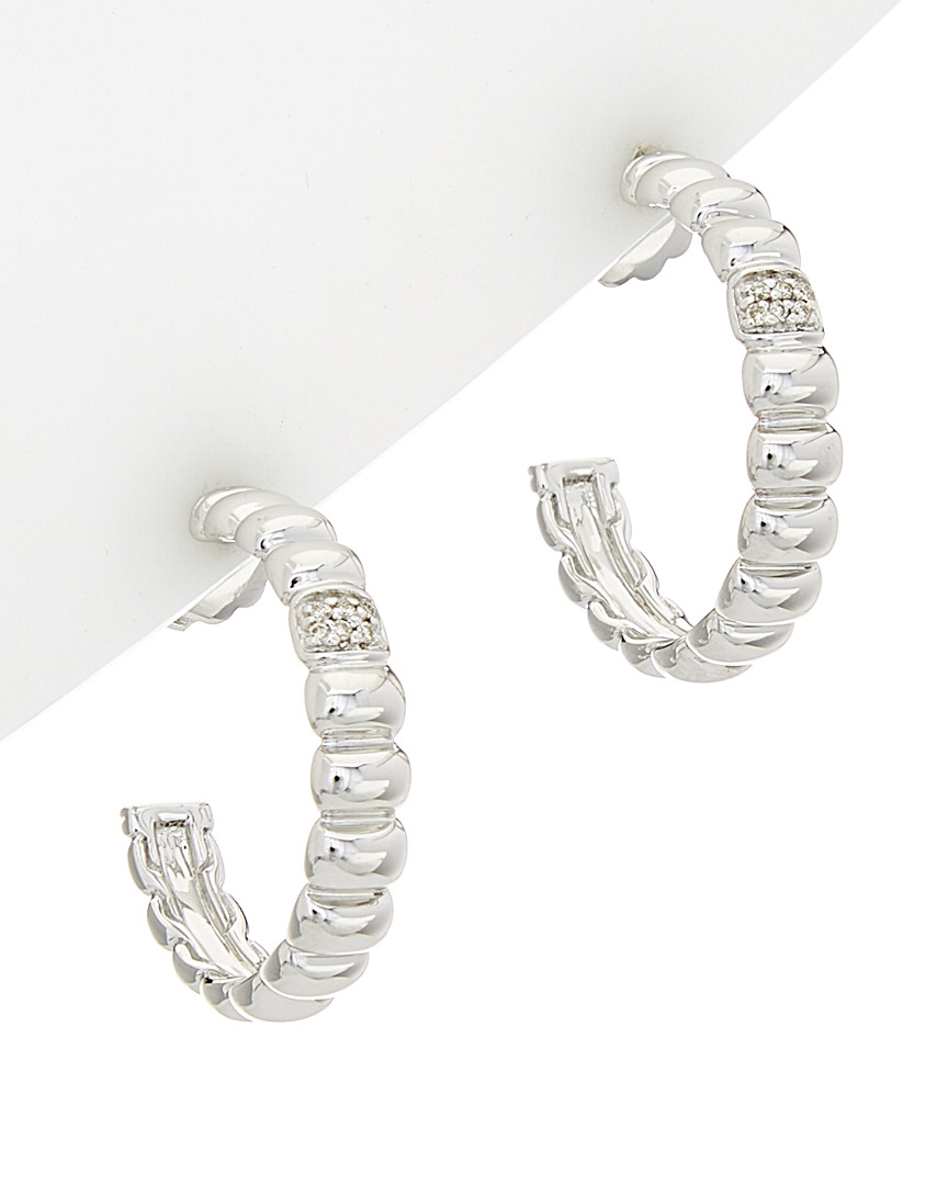 Bedeg Silver 0.06 Ct. Tw. Diamond Hoop Earrings